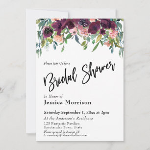 Invitation Typographie de la Fête de l'mariée des fleurs d'aq