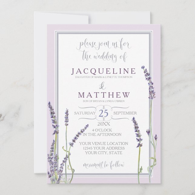 Invitation Typographie de la feuille d'aquarelle florale de l (Devant)