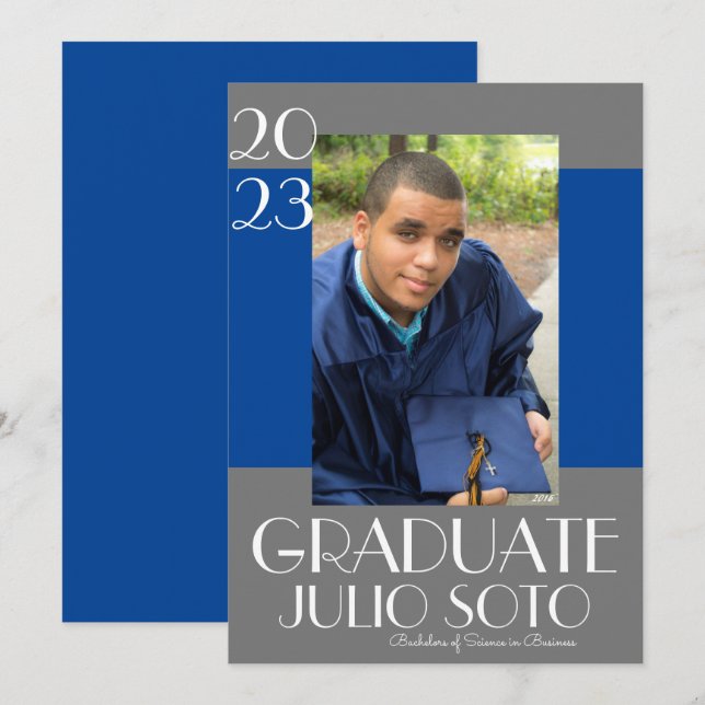 Invitation Typographie de la graduation moderne 2023 Photo (Devant / Derrière)