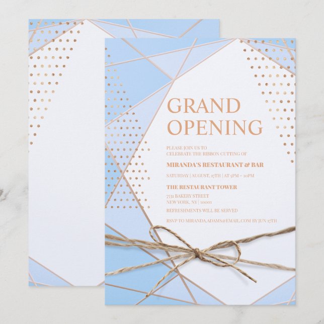 Invitation Typographie de la parties scintillant d'or Restaur (Devant / Derrière)
