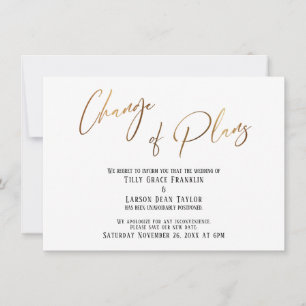Invitation Typographie de l'or Changement de plans Mariage re