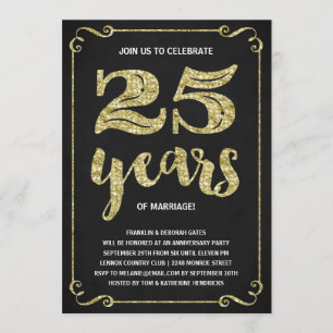 Invitation Typographie de l'or   Faux Foil 25e anniversaire