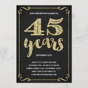 Invitation Typographie de l'or Faux Foil 45e anniversaire