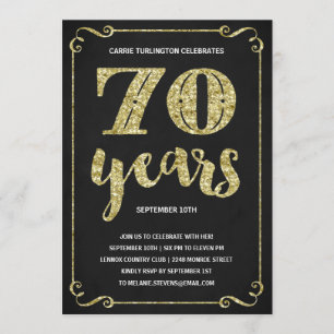 Invitation Typographie de l'or  Faux Foil 70e anniversaire