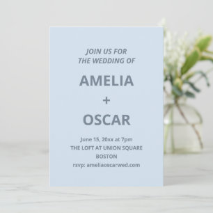 Invitation Typographie de mariage minimaliste moderne bleu do