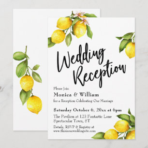 Invitation Typographie de réception de mariage aux citrons à 
