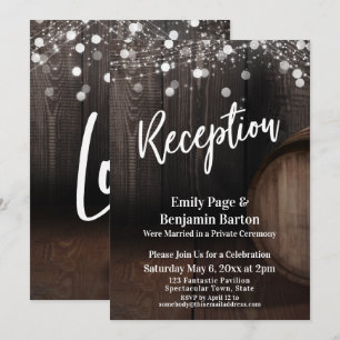 Invitation Typographie de réception Fût en bois rustique et l