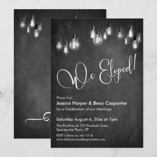 Invitation Typographie de réception, Luminaires Edison, Table