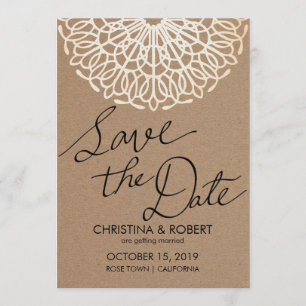 Invitation Typographie de save the date en papier kraft rusti