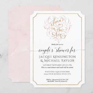 Invitation Typographie de script Amour dans Air Gold Couples