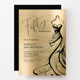 Invitation Typographie de script Cinquante & Joyeux Anniversa