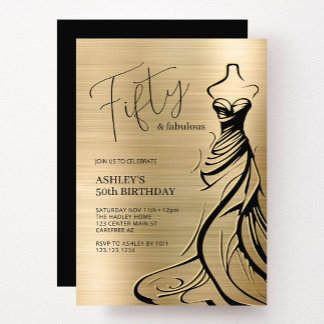 Invitation Typographie de script Cinquante & Joyeux Anniversa