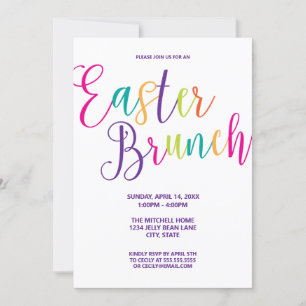 Invitation Typographie de script coloré Brunch de Pâques