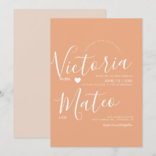Invitation Typographie de script de cœur simple Mariage chaud