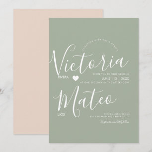 Invitation Typographie de script de coeur simple Mariage de s