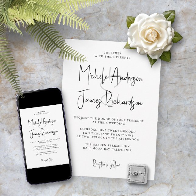 Invitation Typographie de script moderne Mariage minimal (Créateur téléchargé)