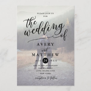 Invitation Typographie de script simple   Mariage photo