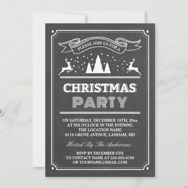 Invitation Typographie de tableau moderne Noël (Devant)