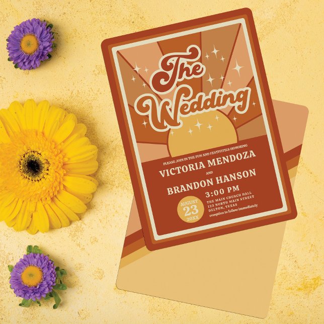 Invitation Typographie de Terracotta Retro Mariage solaire d' (Créateur téléchargé)