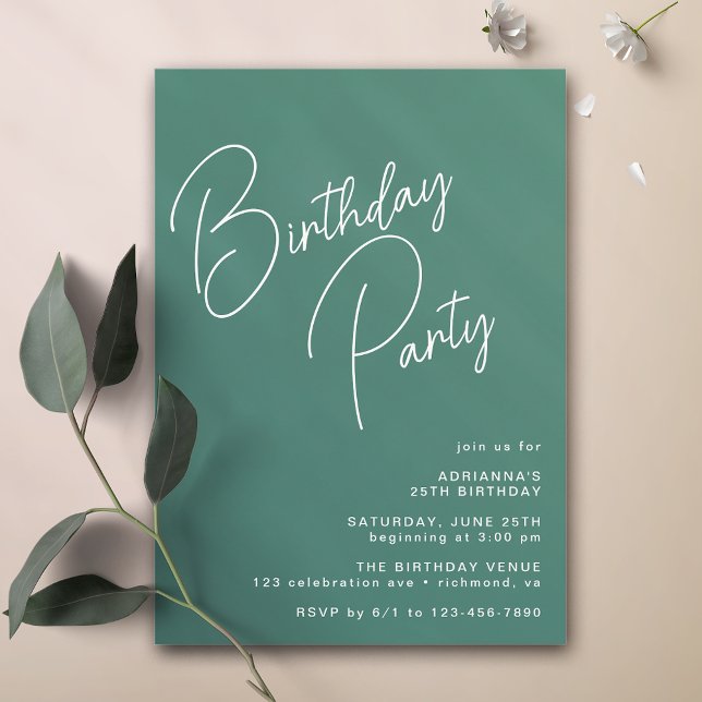 Invitation Typographie décontractée | Jour d'anniversaire Tur (Créateur téléchargé)