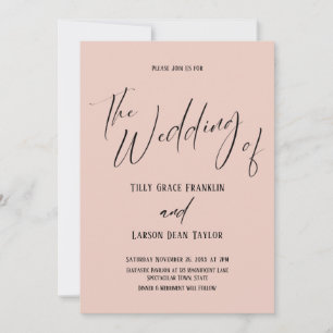Invitation Typographie D'Écriture Simple Le Mariage De Blush