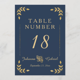 Invitation Typographie des feuilles de laurier Marine Blue Go