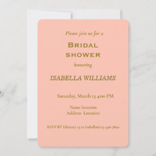 Invitation Typographie d'or imprimé sur rose rose de Peach
