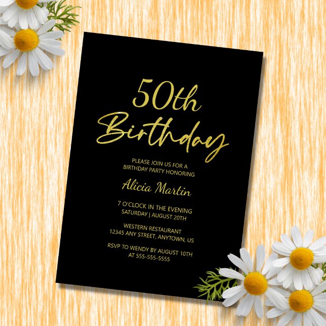 Invitation Typographie d'or moderne et minimaliste Anniversai (Créateur téléchargé)