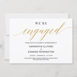 Invitation Typographie d'or rustique moderne police fiançaill