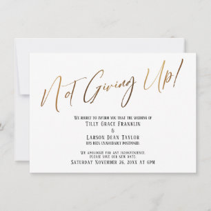 Invitation Typographie dorée qui ne renonce pas ! Report de m