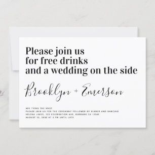 Invitation Typographie drôle Mariage noir blanc