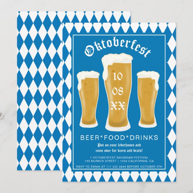 Invitation Typographie du festival de la bière Oktoberfest Ba (Devant / Derrière)