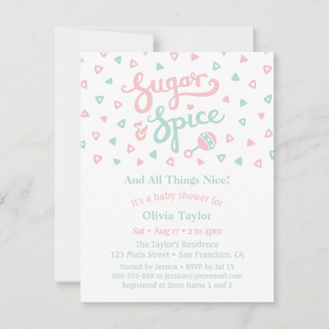 Invitation Typographie du sucre et des épices Baby shower fil (Devant)