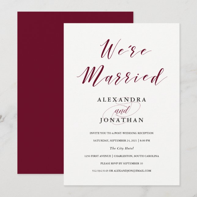 Invitation Typographie élégante | Cérémonie de mariage après  (Devant / Derrière)