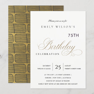 INVITATION TYPOGRAPHIE ÉLÉGANTE EN OR SIMPLE POUR TOUT ÂGE AN