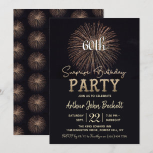 Invitation Typographie Élégante Feu d'artifice Anniversaire s