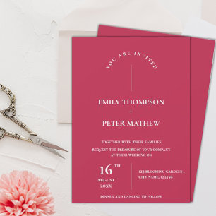 Invitation Typographie élégante magenta  Mariage minimaliste