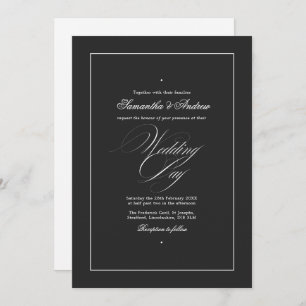 Invitation Typographie élégante Mariage noir et blanc intempo