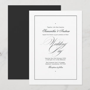 Invitation Typographie élégante Mariage noir et blanc intempo