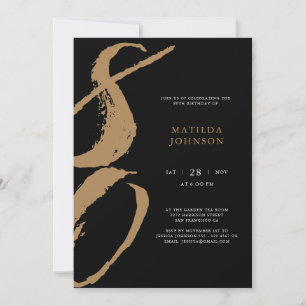 Invitation Typographie élégante noire et or 80e anniversaire