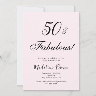 Invitation Typographie élégante Pink Black 50e anniversaire