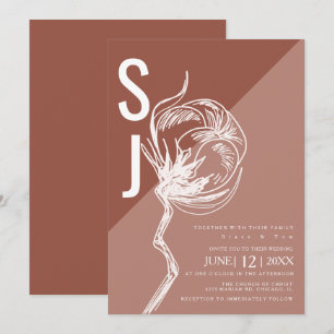 Invitation Typographie en blocs de couleur botanique mariage