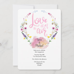 Invitation Typographie florale Fiançailles romantique