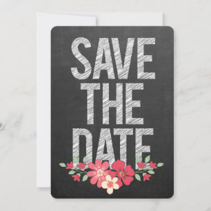 Invitation Typographie Florale Rustique Tableau Noir pour Fai