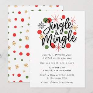 Invitation Typographie Fun Jingle et Mingle Christmas Party