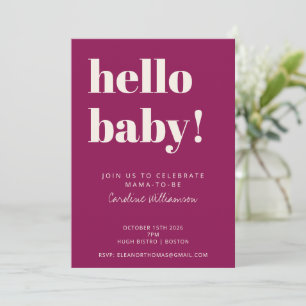Invitation Typographie Gras Berry Moderne Bébé Mignon Shower