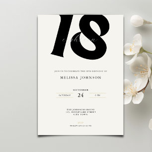 Invitation Typographie Gras Minimal 18e Anniversaire
