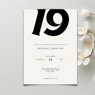Invitation Typographie Gras Minimal 19e Anniversaire