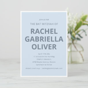 Invitation Typographie Gras Moderne Cool Bleu Clair Bar Mitzv