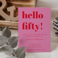Typographie Gras Rose Rouge Moderne 50e Anniversai